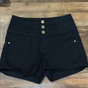 high-waisted black shorts